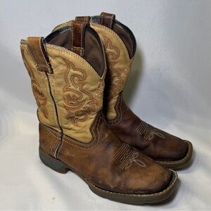 Tony Lama Boys Leather Cowboy Boots Size 2D